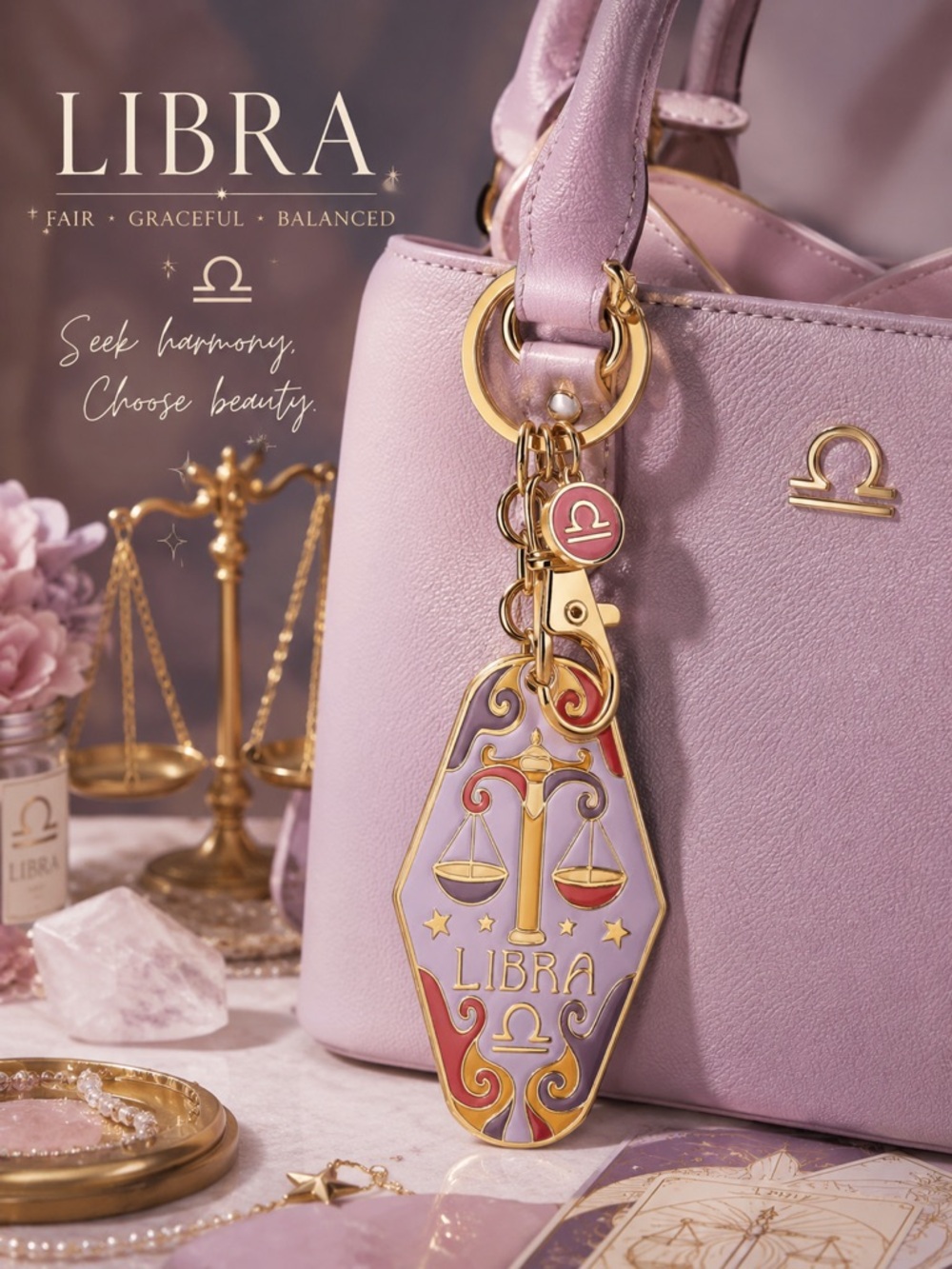 Libra Zodiac Keychain Bag Charm